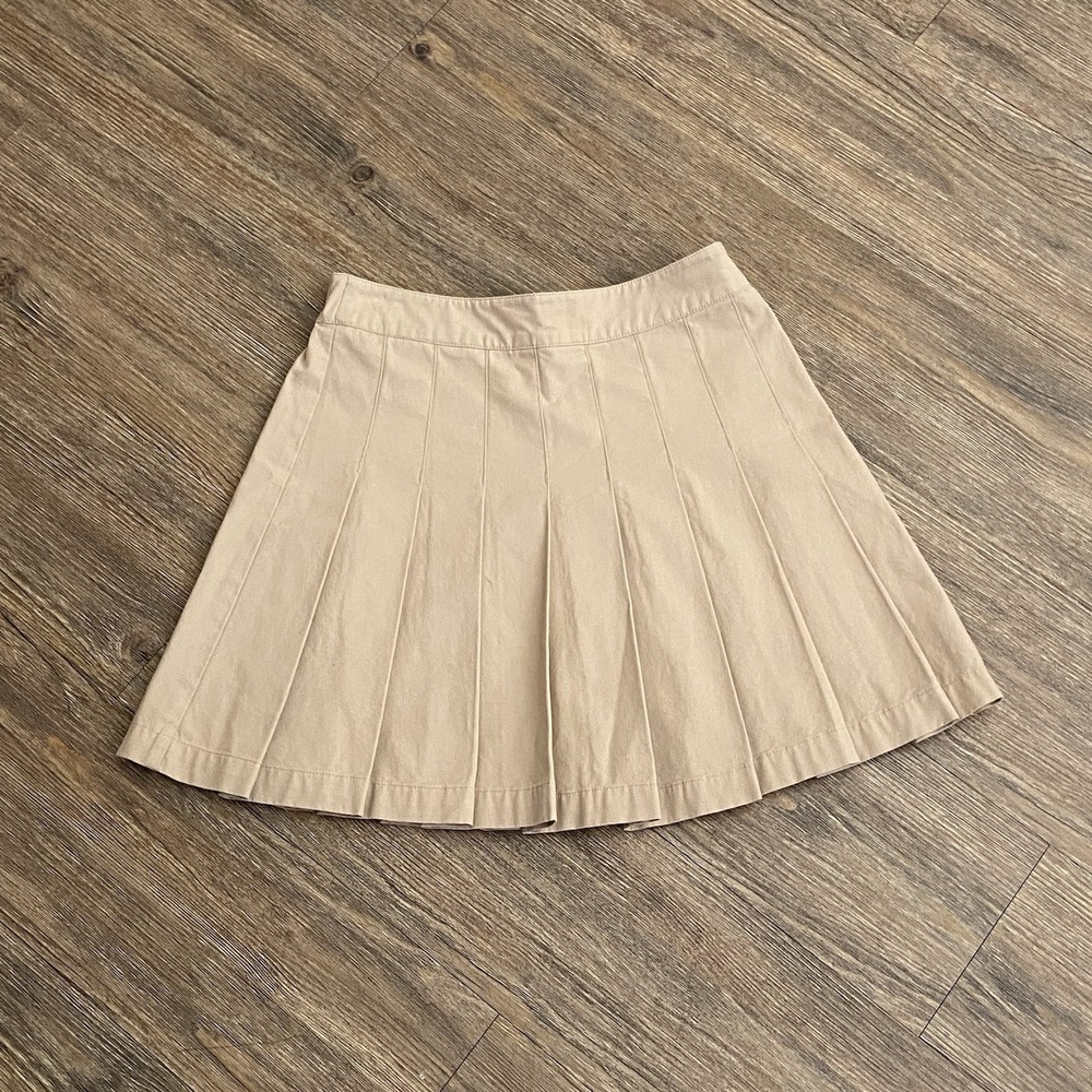 Kule‎ The Williams Khaki Cotton Pleated Mini Skirt Size XSMALL XS